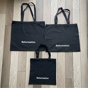 Reformation Black Canvas Tote Trio